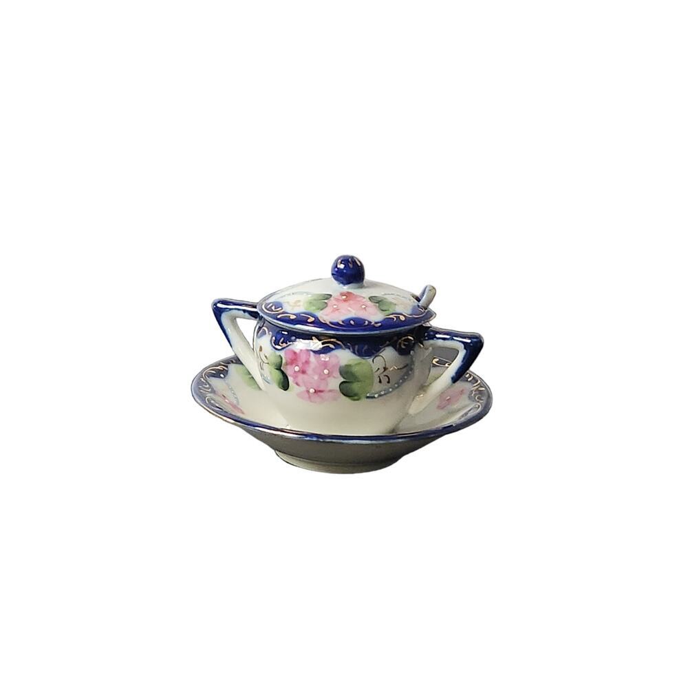 Vintage Japanese Mustard/Jam Pot with Lid and Spoon - Picture 3 of 5
